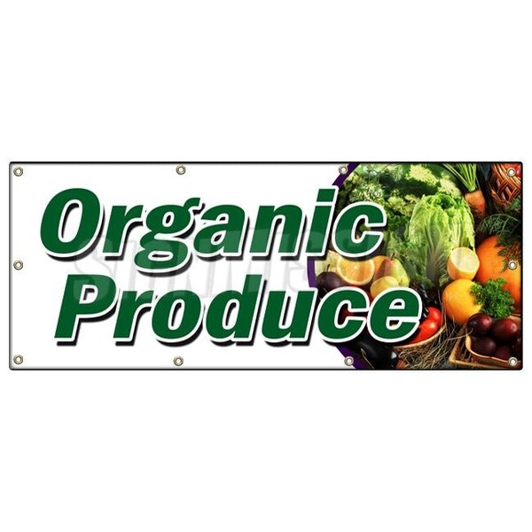 ORGANIC PRODUCE BANNER SIGN vegetables fruit dairy eggs milk bananas
